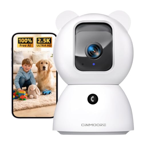 CINMOORE 2.5K Indoor Security Camera, Baby Monitor Pet Camera w/Phone App