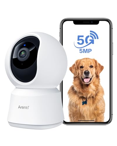 ARENTI 5MP Pet Camera P2Q, 5G WiFi 6 Indoor Security Camera, Free Phone App