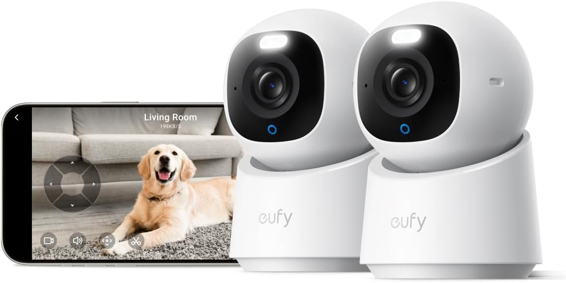 eufy Security 4K Indoor Camera E30 -No Subscription,360° Pan Tilt,AI Auto Tracking,Color Night Vision,Pet/Baby/Nanny Camer...