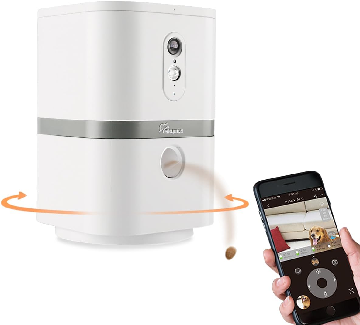 SKYMEE Petalk AI II Dog Camera Automatic Treat Dispenser, 5G WiFi Pet Camera with 180° Pan Full-Room View,Night Vision,Two...