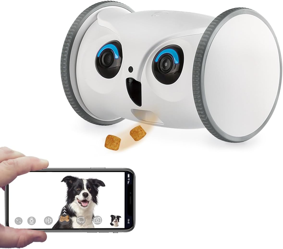 SKYMEE Owl Robot: 1080P Full HD Pet Camera with Treat Dispenser, Interactive Toy for Dogs and Cats, Full House Mobile Moni...