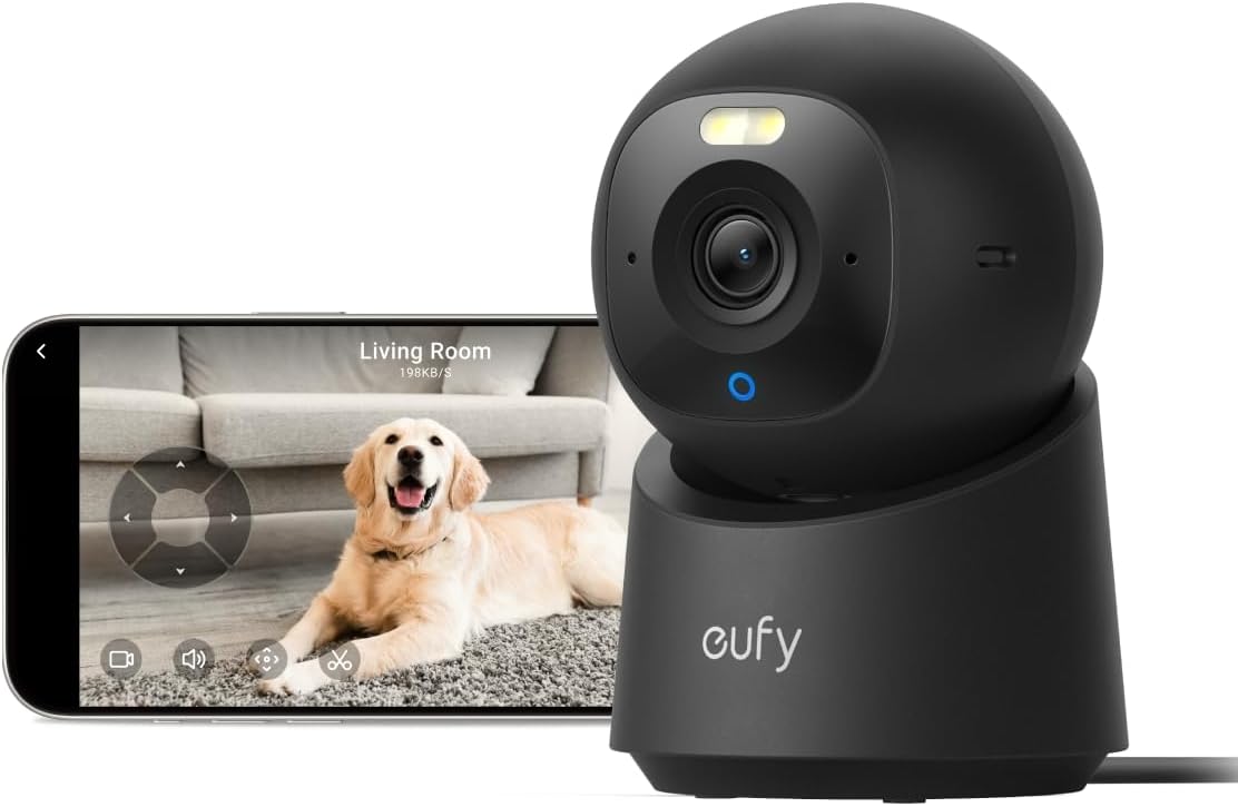 eufy Security 4K Indoor Camera E30,360° Pan Tilt,AI Auto Tracking,Color Night Vision,Pet/Baby/Nanny Monitor with Two-Way A...