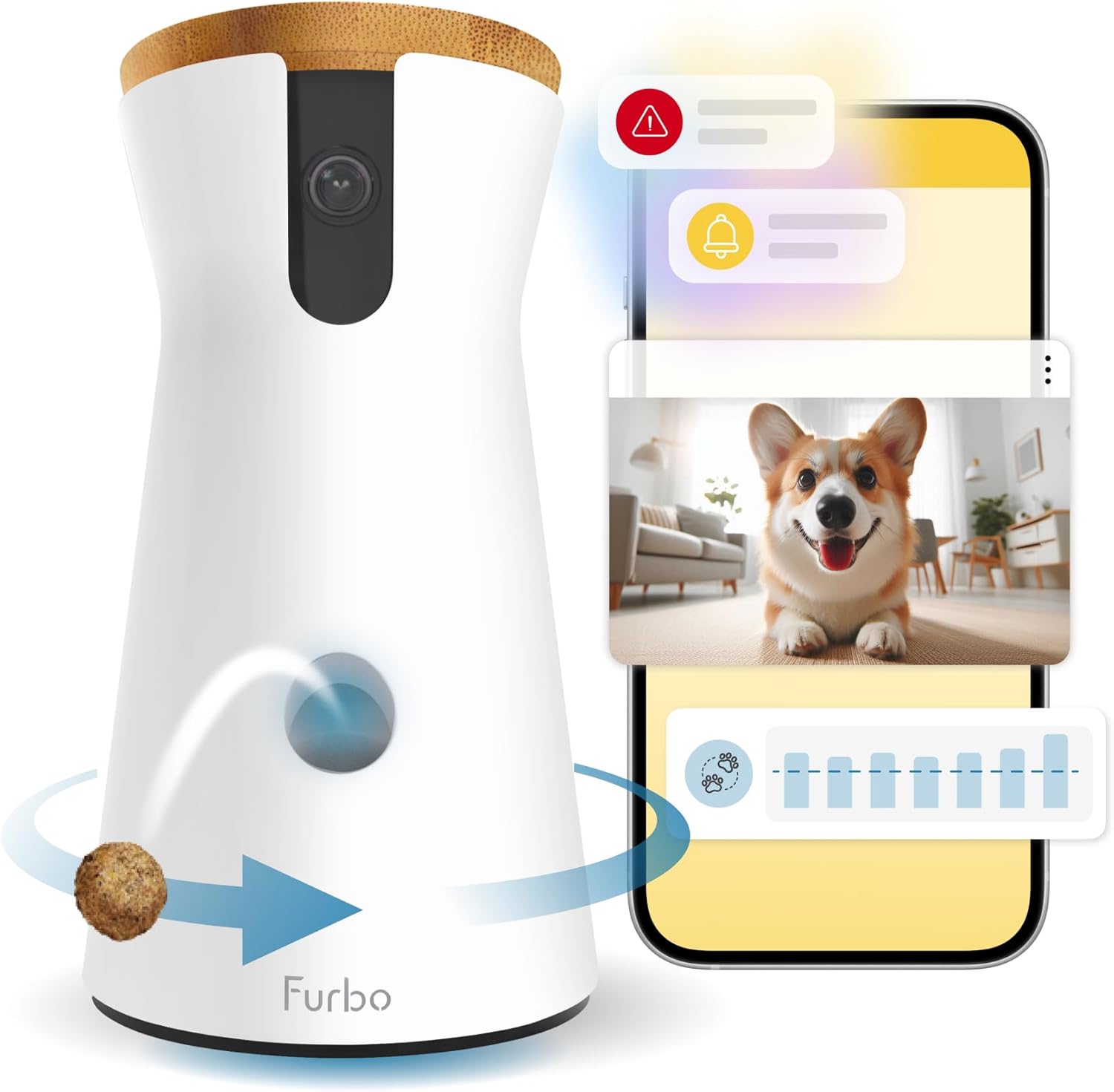 Furbo 360° Dog Camera [Subscription Required] Unlock w/Paid Plan: Home Security & Dog Safety Alerts, Rotating Pet Treat To...