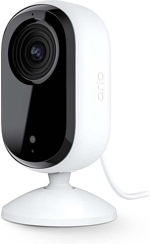 Arlo Essential Indoor Security Camera 2K (2nd Gen, 2023 Release) - Wired Plug-in Power, Person Recognition, Animal Detecti...
