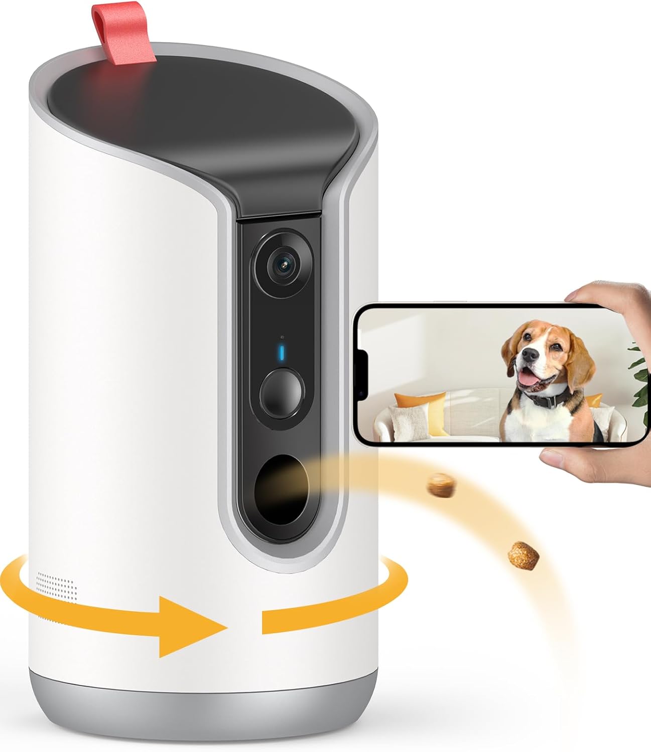 TKENPRO 2K Pet Camera Treat Dispenser, 360°View Dog Camera with Phone App, 5G&2.4G WiFi 2-Way Talk Pet Cam Indoor for Cats...