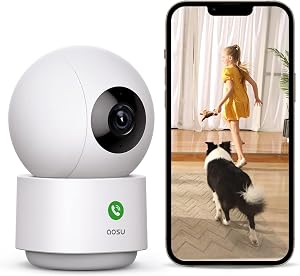aosu 2K Security Camera Indoor, Baby Monitor Pet Camera 360-Degree for Home Security with