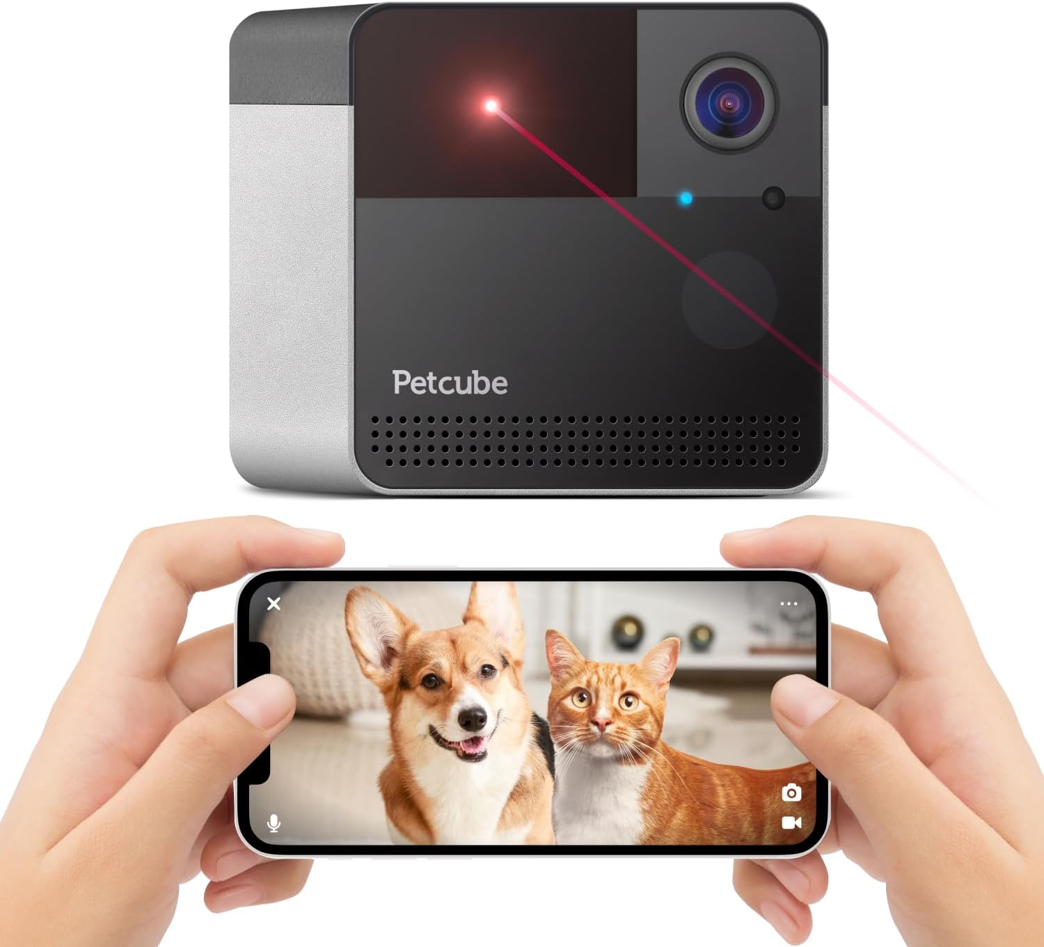Petcube Play 2 Wi-Fi Pet Camera with Laser Toy for Cats & Dogs, 1080P HD Video, 160° Full-Room View, 2-Way Audio, Sound/Mo...