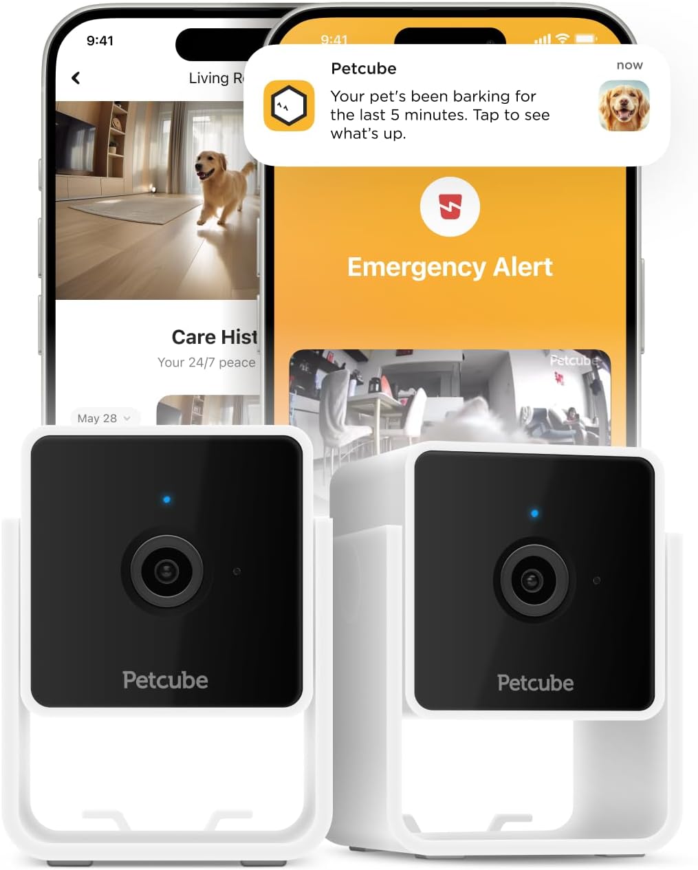 Petcube Cam Indoor Home Security Camera with 1080p HD Video, Two-Way Audio, Motion Detection, and Phone App, Night Vision ...