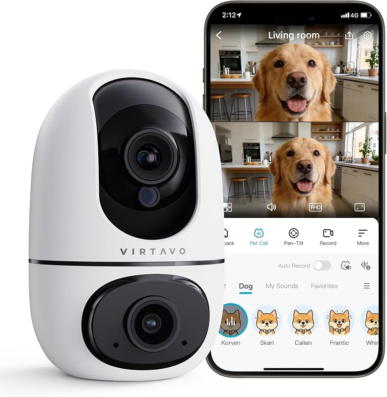 VIRTAVO Pet Camera Indoor for Dogs & Cats