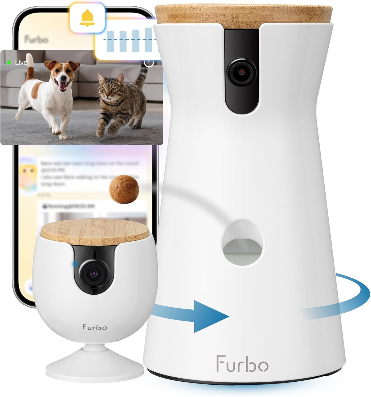 Furbo 360° Dog Camera + Mini [New Subscription Required at Setup] 2-Camera Bundle Nanny Pro Subscription: Dog Safety & Hom...