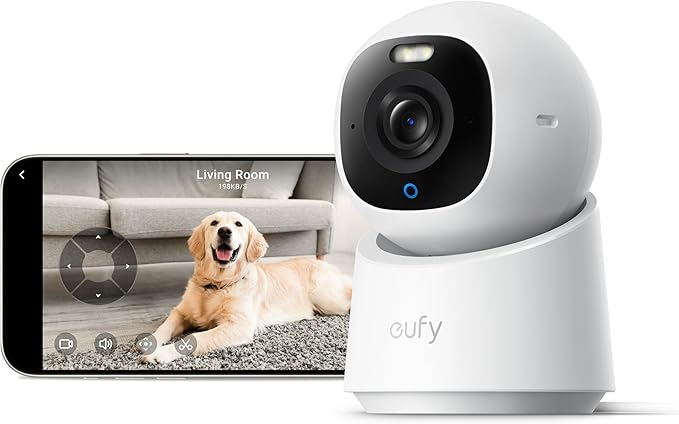 eufy Security 4K Indoor Camera E30-No Subscription,Work as Pet Camera,Nanny/Baby Monitor,360° Pan&Tilt,AI Auto Tracking,AI Detection,24/7 Recording,Color Night Vision,Two-Way Audio